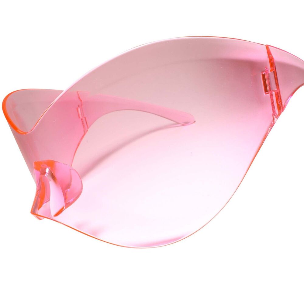 Modern Oversized Rimless Shield Wraparound Fashion Womens Pink Sunglasses